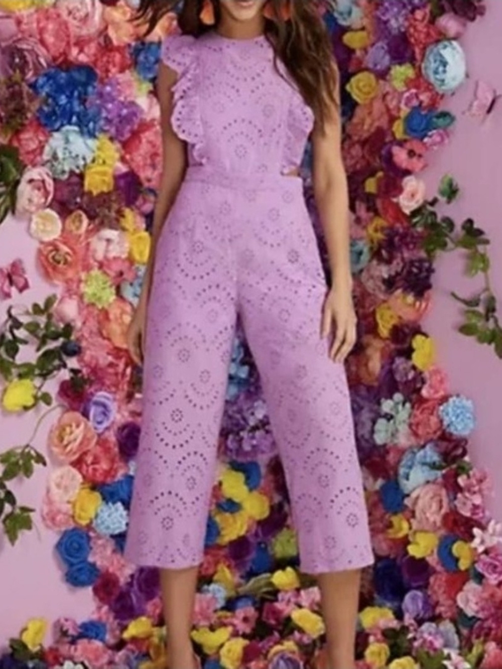 New York & Company NWT Beautiful  Lavender Eyelet One-Piece Jumpsuit Sz XL